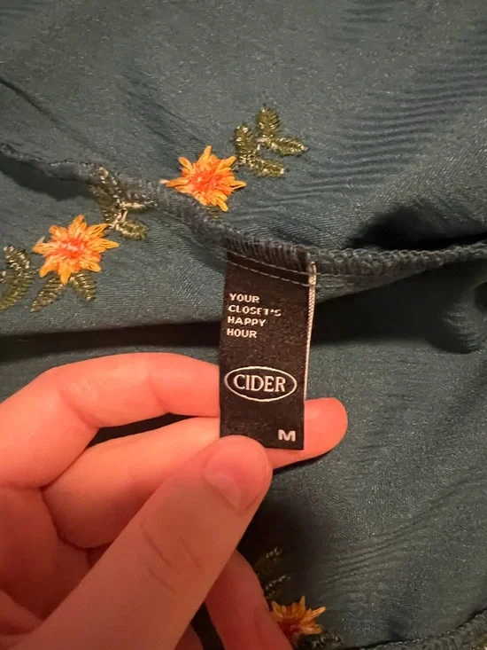 Cider Teal Dress with Orange Floral Embroidery - Picture 2 of 2